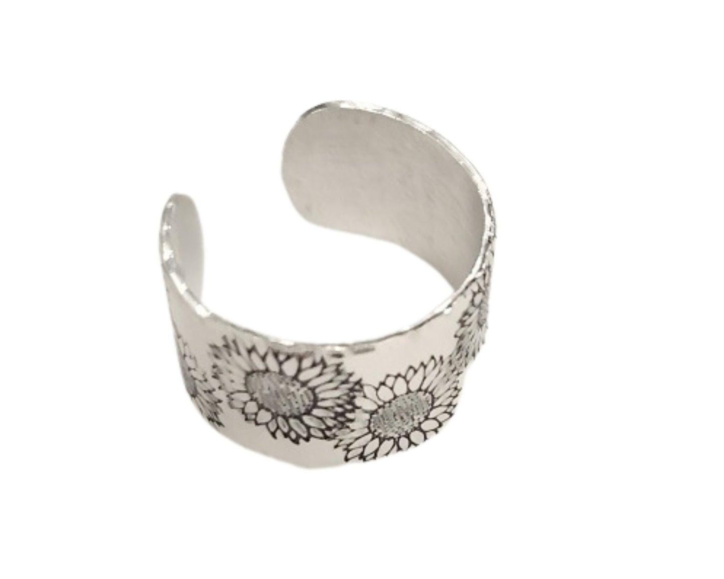 Sunflower ring, handmade, stamped, western, boho, floral, cowgirl, lightweight
