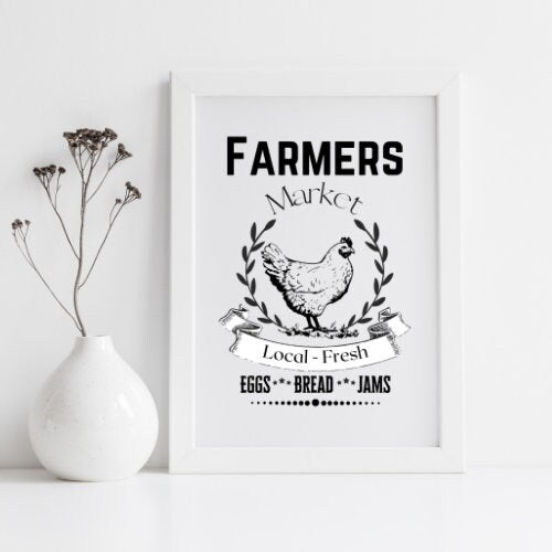 Poster size Farmhouse Kitchen Farmers market PNG JPEG digital download Printable Art downloadable Graphics Wall Art