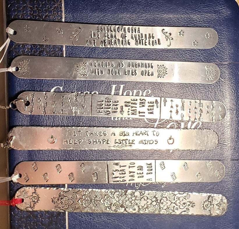 Personalized Bookmark, Metal Bookmark, Custom Bookmark, Hand stamped Bookmark, book lover gift, Aluminum bookmark, Mandala
