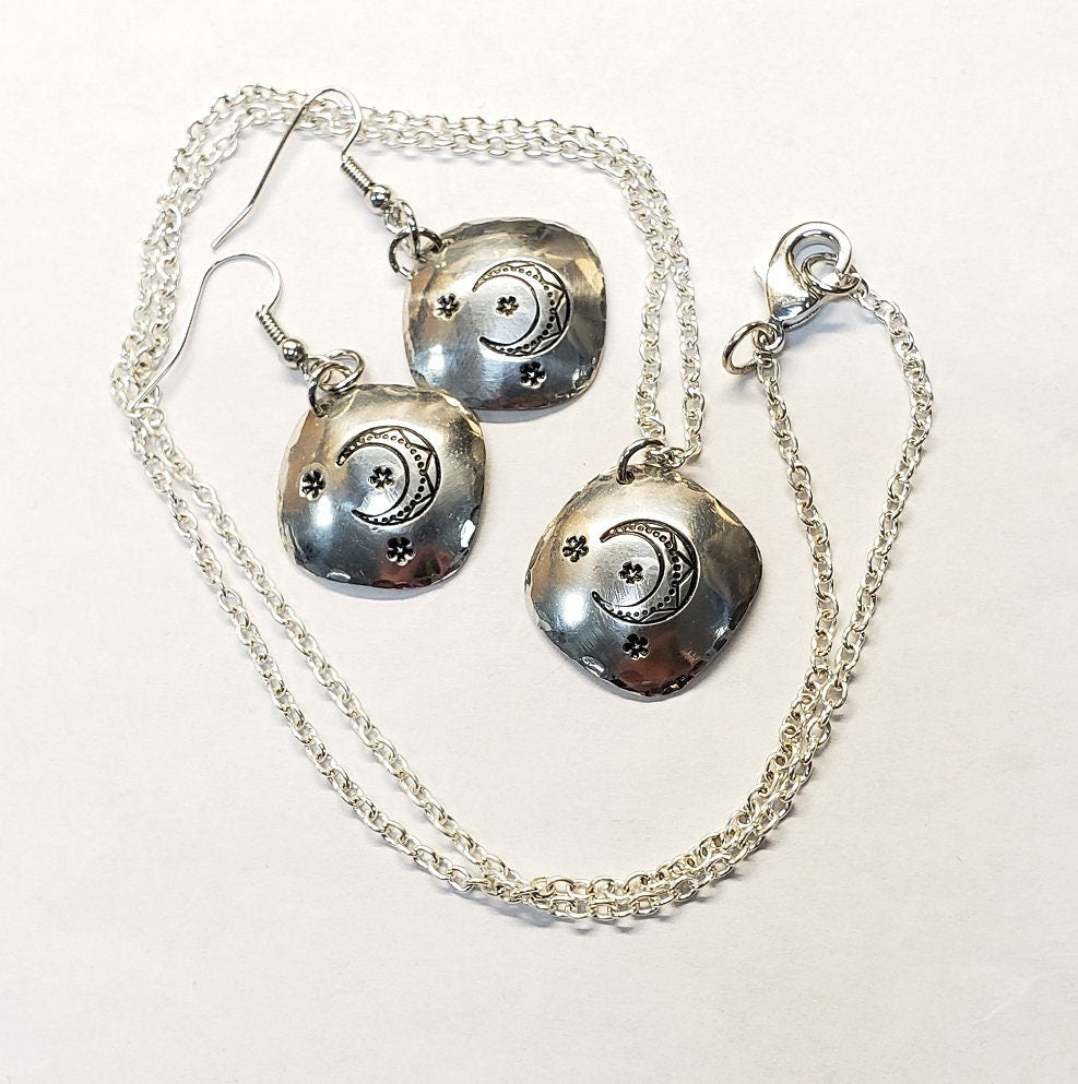 Moon & Stars, Geometric Necklace, Statement Necklace, Minimalist Necklace, Boho Necklace, Gift for Her, Gift for Mom, celestite jewelry