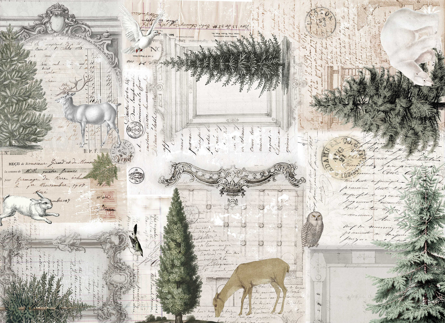 Neutral Christmas Masterboard | Roycycled Decoupage Paper | Roycycled Treasures | Decoupage