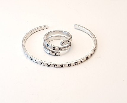 Mothers Day Gift, Heart Jewelry, Mom Bracelet Cuff, Valentine's Gift, Anniversary Gift, Daughter's Gift, Grandmother's Gift