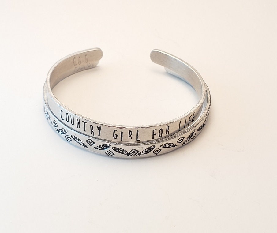 Country Girl for Life Bracelet Cuff, Hand stamped bracelets,western,western style,cowgirl,country girl,southwest,western,rodeo,nfr
