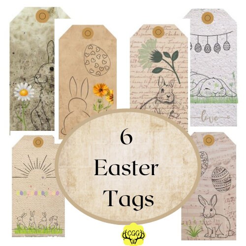 Vintage Easter Tags Instant Download digital collage sheet vintage