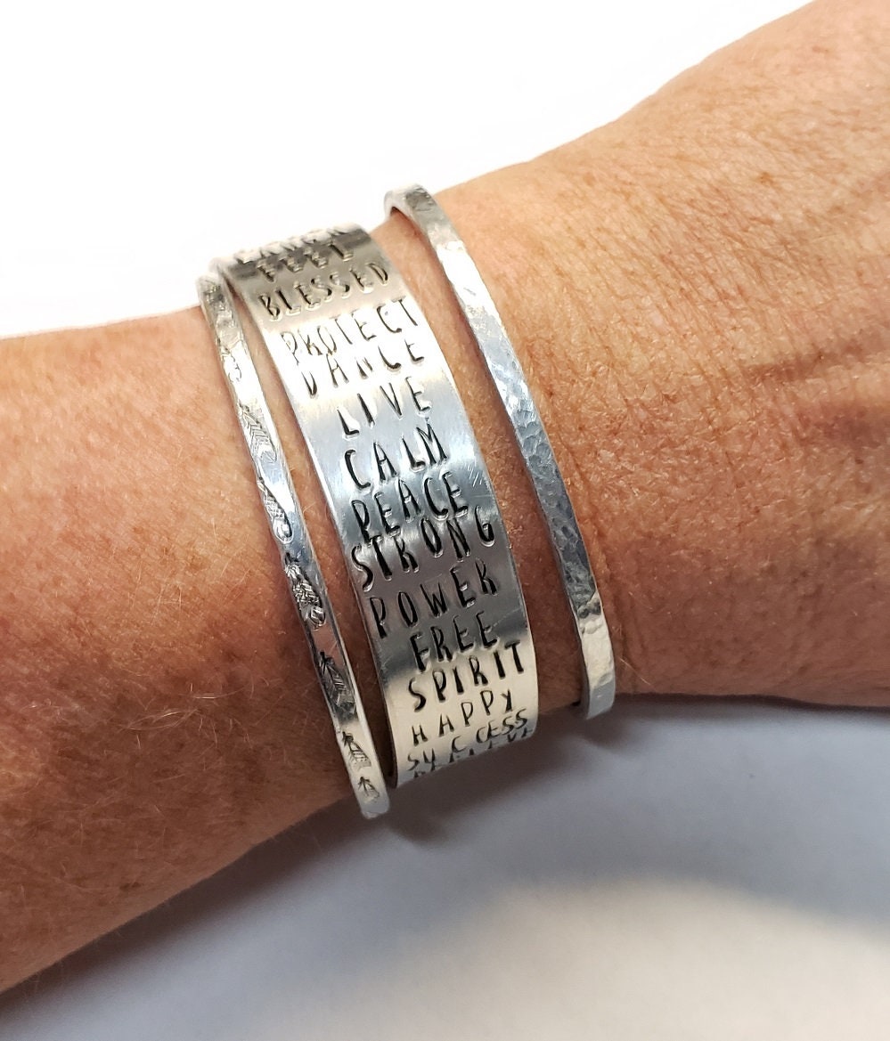 Inspirational Cuff, Bracelet for Women, Custom Cuff, Bangle bracelet gift for Mom, Handmade, Stacking Bracelet, Inspirational Words
