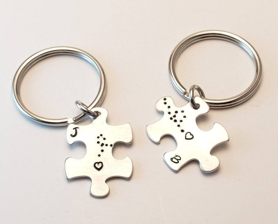 Puzzle Piece Key Chains, Customized Key Chains, Couple Key Chains, Long Distance Relationship, Personalized Key Chains, Anniversary Gift
