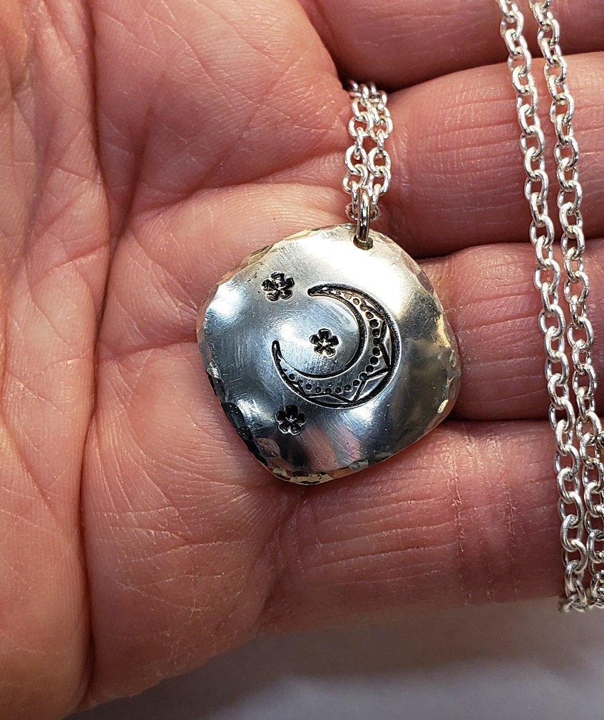 Moon & Stars, Geometric Necklace, Statement Necklace, Minimalist Necklace, Boho Necklace, Gift for Her, Gift for Mom, celestite jewelry