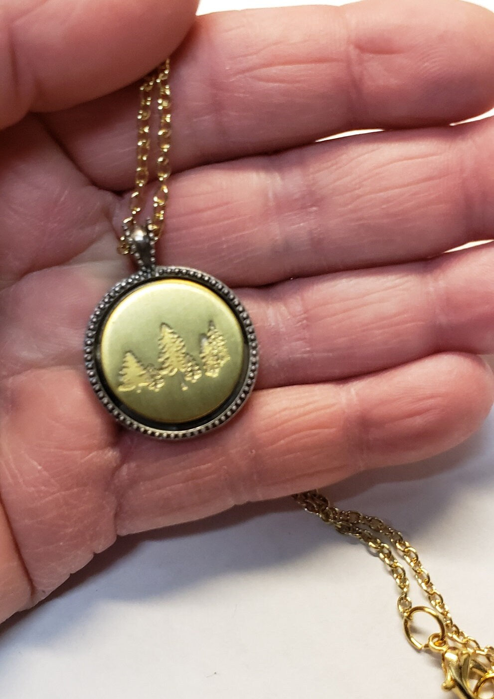 Forest Necklace, Nature Lover Necklace, Hand Stamped Necklace, Hiker/Camper Jewelry, Inner Peace, Strength