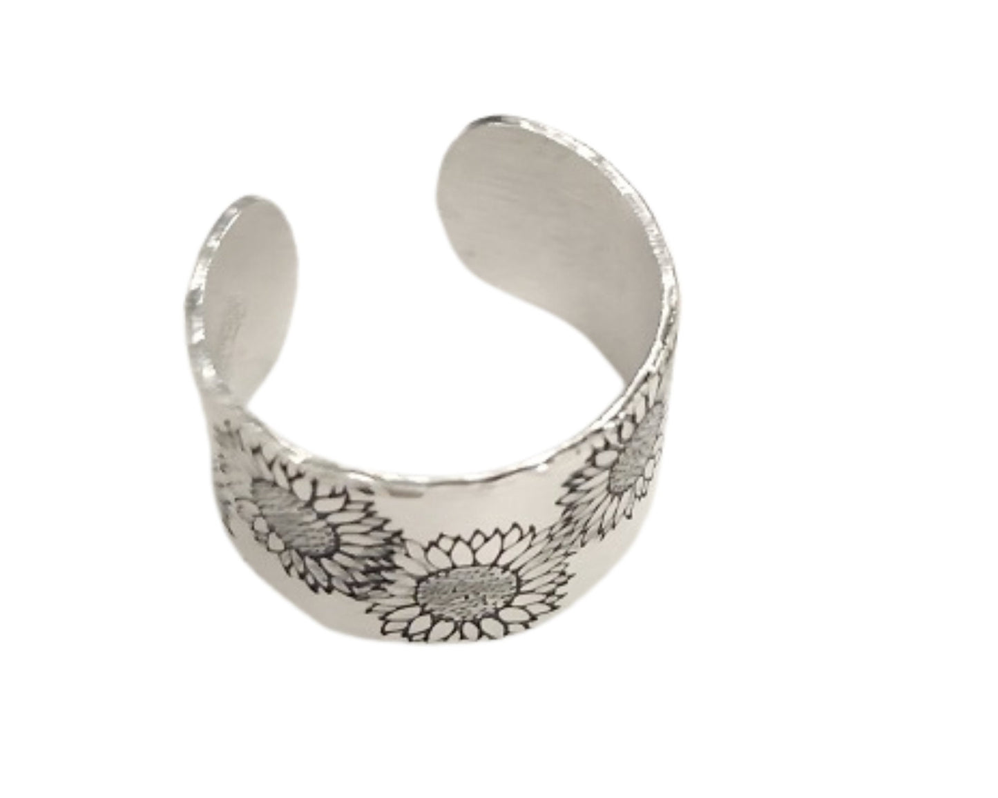 Sunflower ring, handmade, stamped, western, boho, floral, cowgirl, lightweight