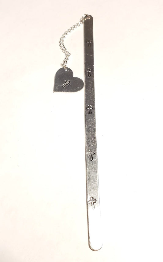 Personalized Bookmark, Metal Bookmark, Custom Bookmark, Hand stamped Bookmark, book lover gift, Aluminum bookmark, Cross