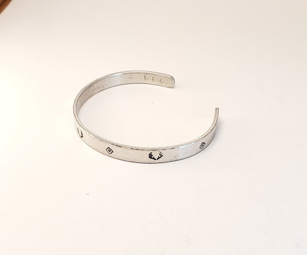 Antlers Jewelry, Southwestern hand stamped cuff bracelet, stamped cuff bracelet, southwestern bracelet, metal stamped bracelet
