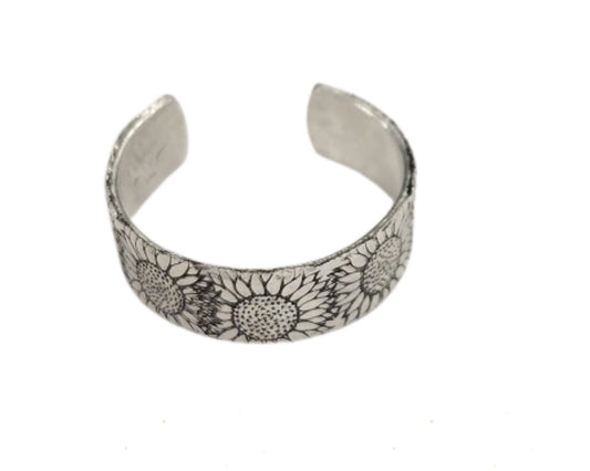Sunflower ring, handmade, stamped, western, boho, floral, cowgirl, lightweight