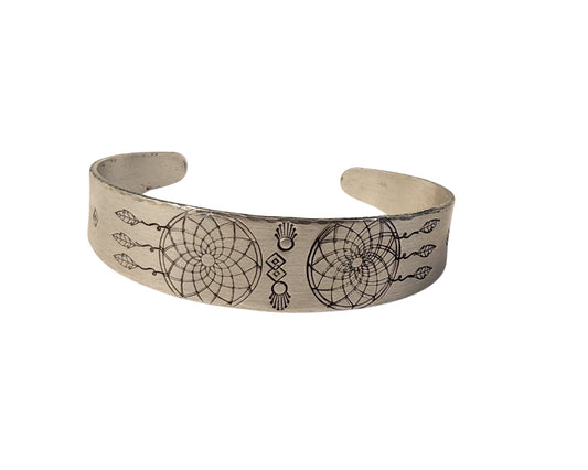 Dream Catcher Cuff, Bracelet for Women,  Custom Cuff,  Bangle bracelet gift for Mom,  Handmade, Stacking Bracelet, Feathers