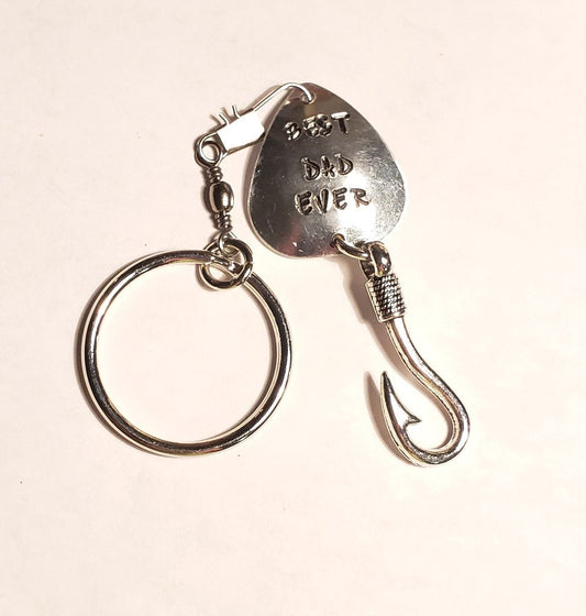 Dad Gift Fisherman, Fish Hook Daddy Key chain,Fly Fishing Hook, New Dad Gift, Grandpa Key chain Gift, Son Father Gift, Fun Dad Gift