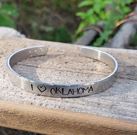 I Love Oklahoma, Oklahoma Jewelry,Metal stamped bracelets,western,boho,western style,cowgirl,country girl,southwest,western,rodeo,nfr