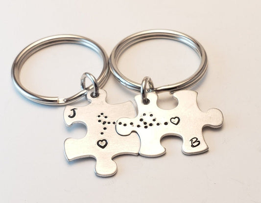 Puzzle Piece Key Chains, Customized Key Chains, Couple Key Chains, Long Distance Relationship, Personalized Key Chains, Anniversary Gift