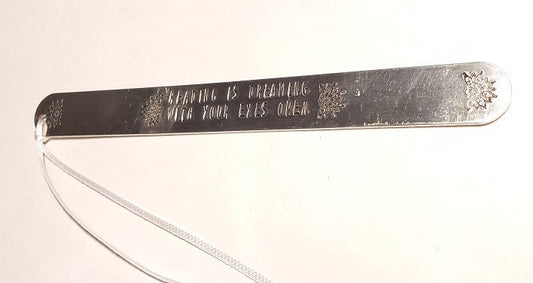 Personalized Bookmark, Metal Bookmark, Custom Bookmark, Hand stamped Bookmark, book lover gift, Aluminum bookmark, Reading is Dreaming