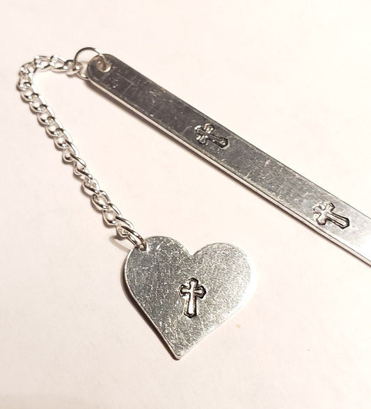 Personalized Bookmark, Metal Bookmark, Custom Bookmark, Hand stamped Bookmark, book lover gift, Aluminum bookmark, Cross
