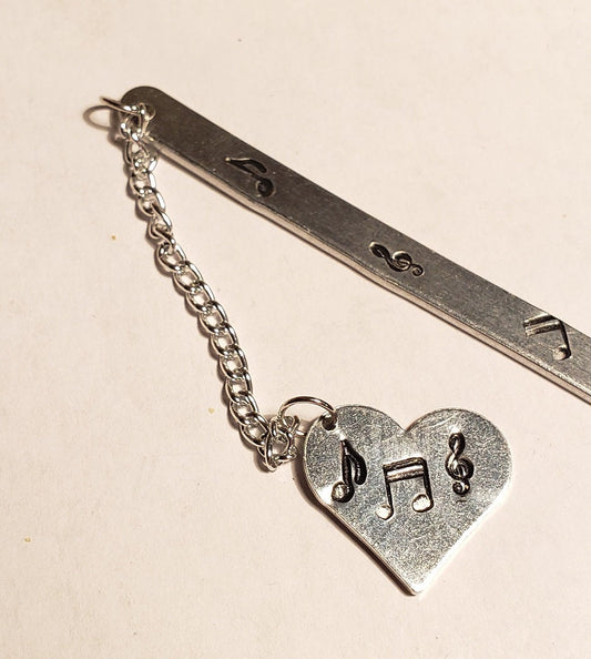 Music Note Bookmark, Metal Bookmark, Custom Bookmark, Hand stamped Bookmark, book lover gift, Aluminum bookmark, Dispatcher